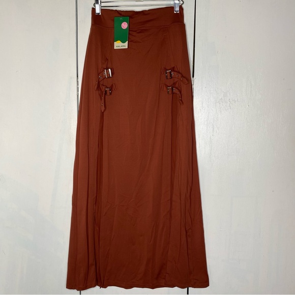 Halara High Waisted Decorative Buckle Split 2-in-1 Maxi Casual Skirt XS NEW - Picture 3 of 11